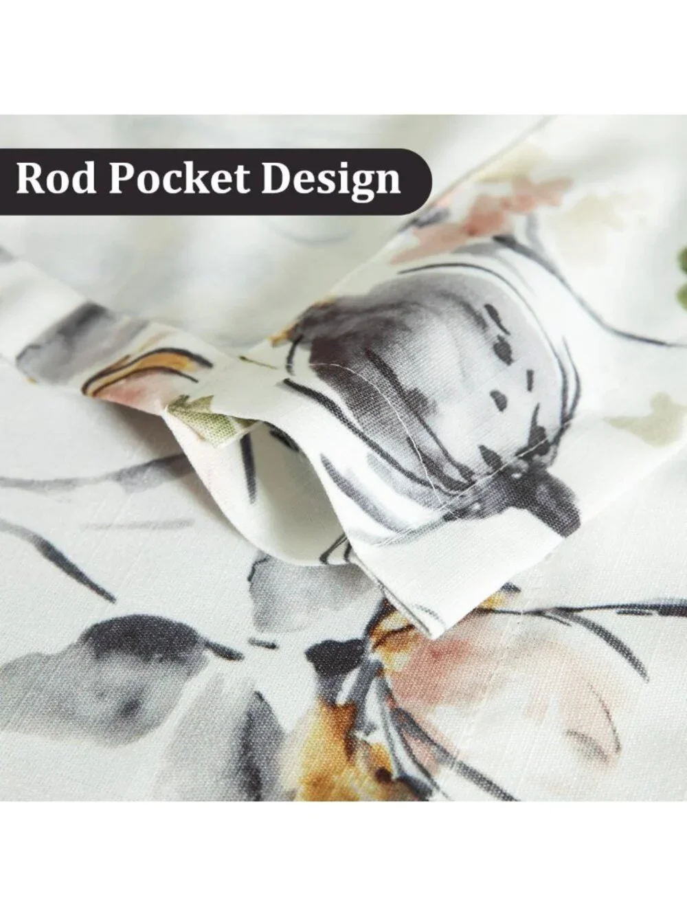 Watercolor Flower Print Kitchen Valance Curtain, 52x14 Window Treatment Panel